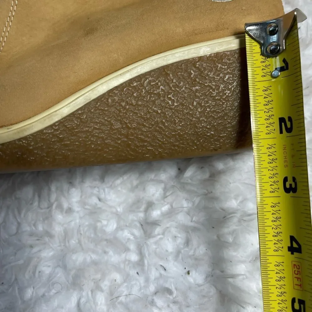 Timberland leather wheat Nubuck ankle wedge boots side zipper size 7.5M
